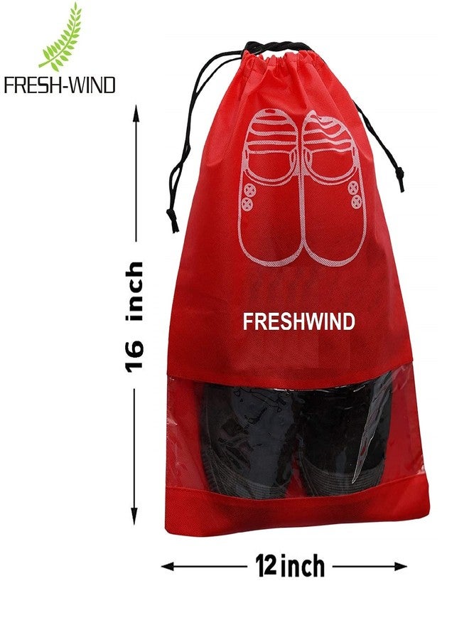 Freshwind Travel Shoe Cover (12 X 16 Inch) Non Woven Portable Pouch Footwear Organizer Durable, Shoe Storage Bags for Traveling Pack of - 12 (Blue and RED) - Image 2